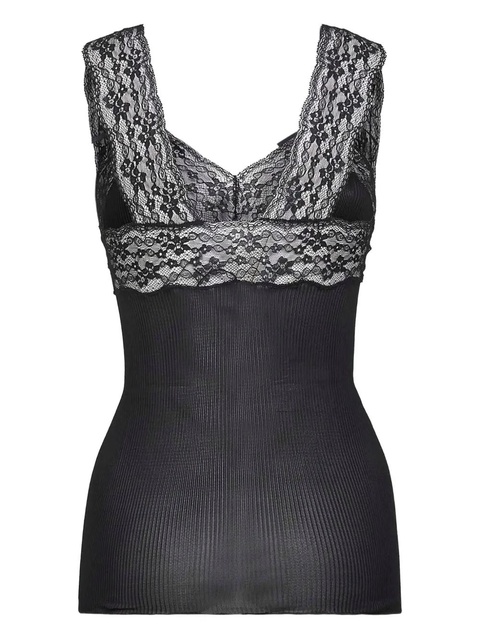 Saint Laurent lace pleated silk top - Black - zdjęcie produktu nr 1