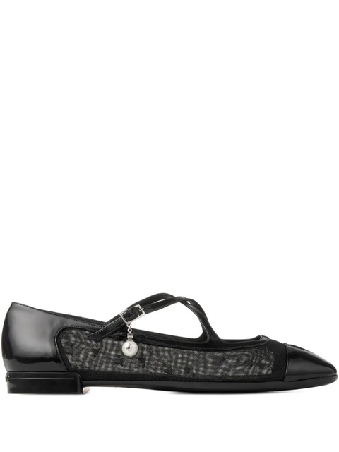 Jimmy Choo Eleri cross-strap mesh ballet flats - Black - zdjęcie produktu nr 1