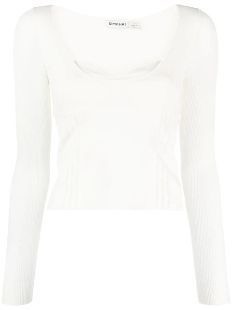 Simkhai sweetheart-neck fine-knit top - White - zdjęcie produktu nr 1