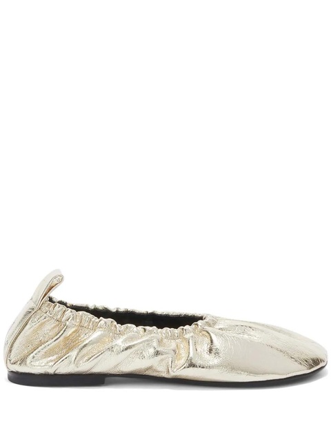 Jil Sander gathered-detail leather ballerina shoes - Yellow - zdjęcie produktu nr 1