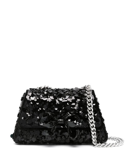 Self-Portrait mini Bow sequin-embellished bag - Black - zdjęcie produktu nr 1