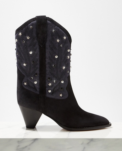 ISABEL MARANT - Kowbojki z dżetami Luliette Faded Black - zdjęcie produktu nr 1
