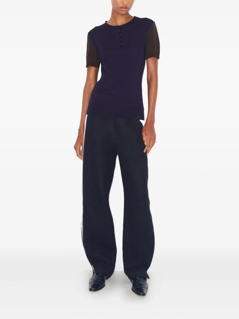 Tory Burch short-sleeve buttoned wool T-shirt - Blue - zdjęcie produktu nr 1