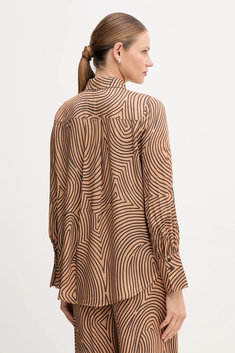 Marc Aurel koszula damska kolor brązowy regular z kołnierzykiem klasycznym 6258-1002-24812 - zdjęcie produktu nr 2