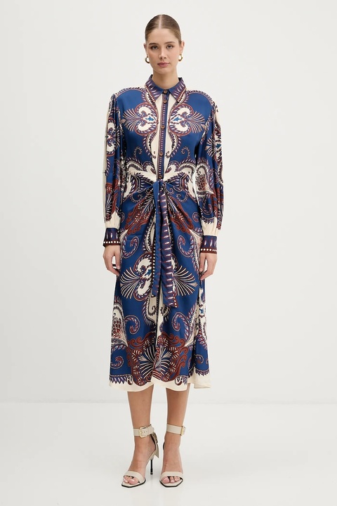 Farm Rio sukienka kolor niebieski midi rozkloszowana 344129 - zdjęcie produktu nr 1