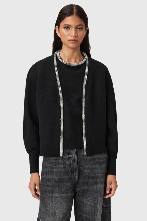 AllSaints kardigan wełniany ODELL damski kolor czarny W033KD - zdjęcie produktu nr 1