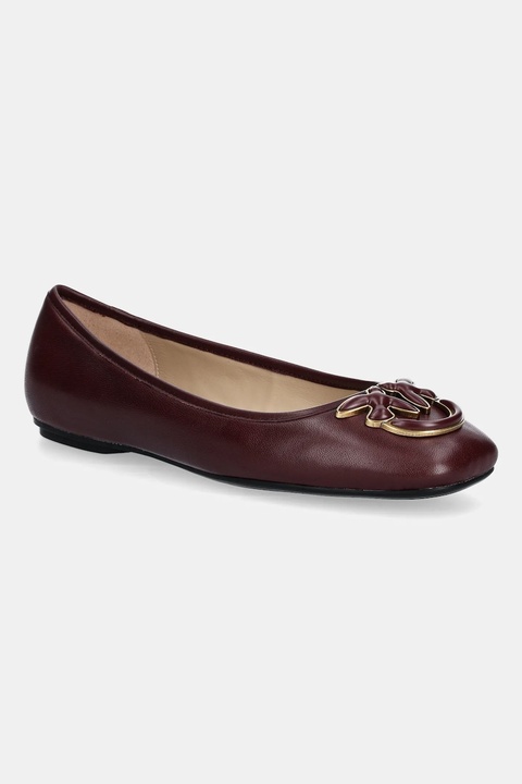 Pinko baleriny skórzane Max 03 kolor bordowy SD0379P003P61 - zdjęcie produktu nr 1
