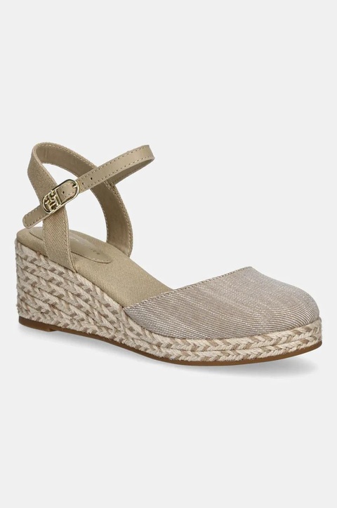 Tommy Hilfiger espadryle CHAMBRAY MID WEDGE ESPAD kolor beżowy na koturnie FW0FW08477 - zdjęcie produktu nr 1
