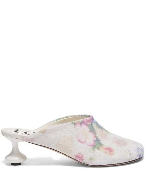 LOEWE 45mm floral print calf leather mules - White - zdjęcie produktu nr 2
