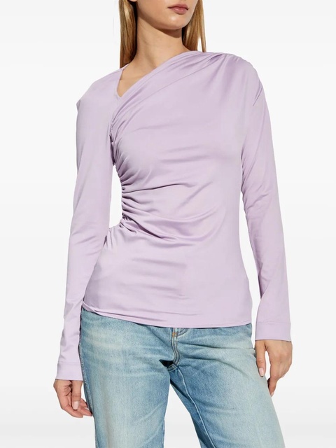 Victoria Beckham asymmetric-neck ruched top - Purple - zdjęcie produktu nr 1
