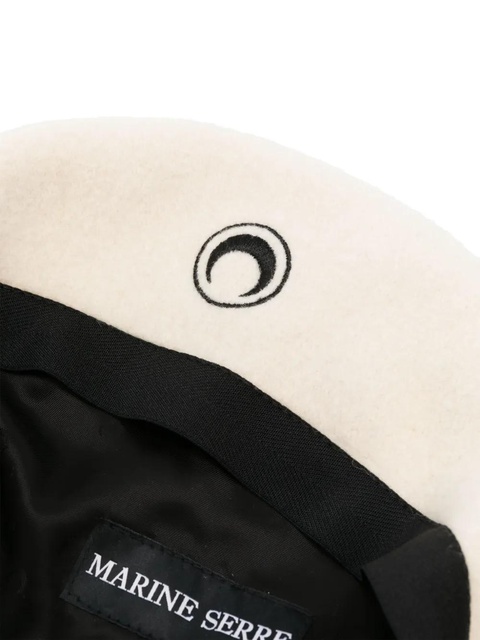 Marine Serre logo-embroidered wool beret - Neutrals - zdjęcie produktu nr 2
