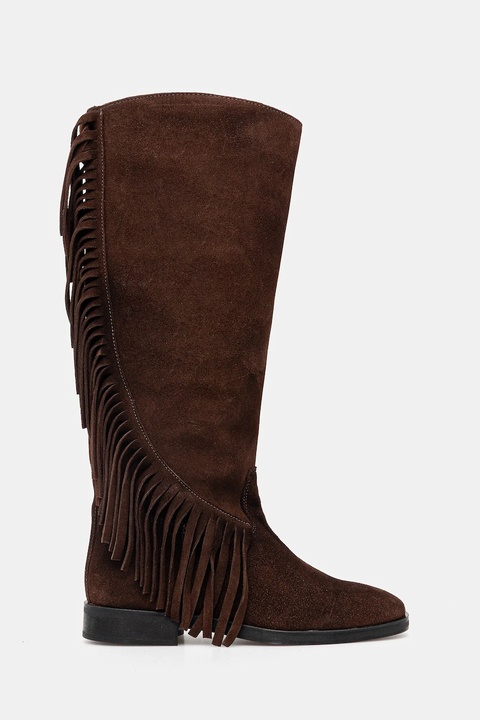 Steve Madden kozaki zamszowe Nigella damskie kolor brązowy na płaskim obcasie 11004914 - zdjęcie produktu nr 2
