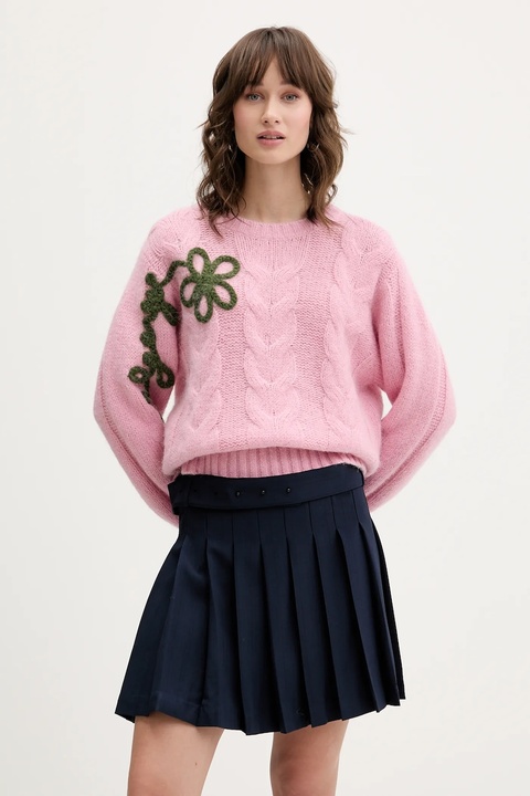 Stine Goya sweter z dodatkiem wełny damski kolor różowy ciepły SG-AW25-K050-2418 - zdjęcie produktu nr 2