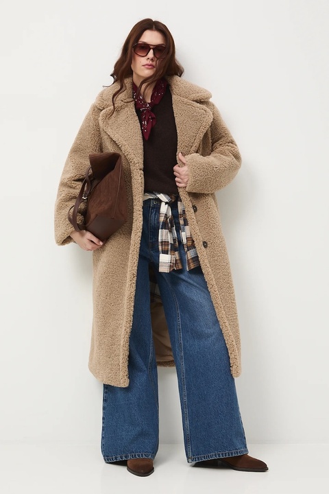 Medicine płaszcz damski kolor brązowy - zdjęcie produktu nr 1