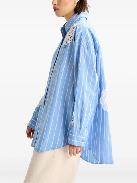 Essentiel Antwerp striped lace-patchwork shirt - Blue - zdjęcie produktu nr 2