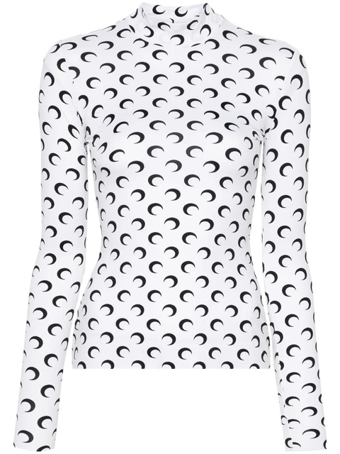 Marine Serre moon-print mock-neck T-shirt - White - zdjęcie produktu nr 1