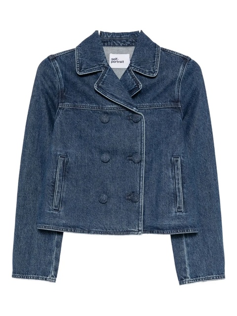 Self-Portrait double-breasted denim jacket - Blue - zdjęcie produktu nr 1
