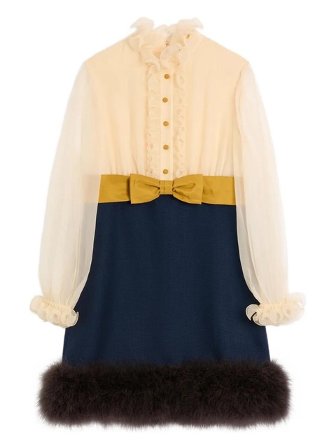 Valentino Garavani ruffled neck long-sleeve dress - Neutrals - zdjęcie produktu nr 1