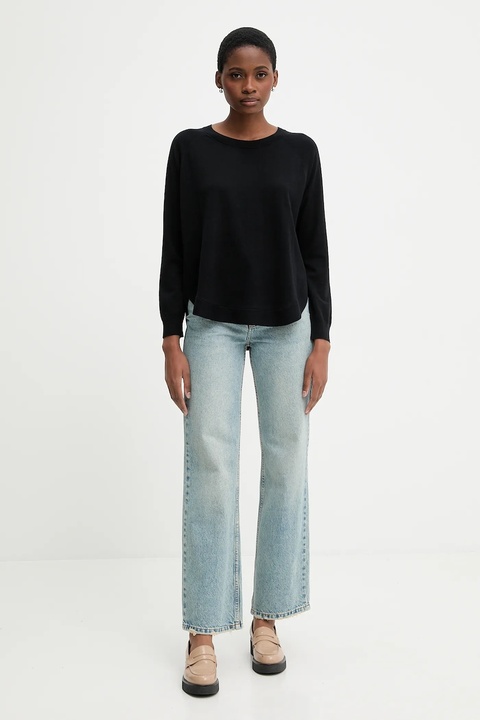 United Colors of Benetton sweter z dodatkiem wełny damski kolor czarny lekki 1Y6SD10EG - zdjęcie produktu nr 2