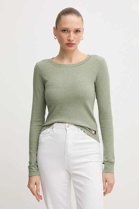 Tommy Hilfiger longsleeve kolor zielony UW0UW06066 - zdjęcie produktu nr 1