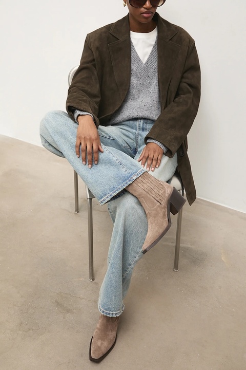 Answear.LAB sztyblety zamszowe kolor beżowy na słupku - zdjęcie produktu nr 1