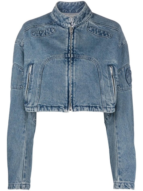 AMBUSH cropped denim biker jacket - Blue - zdjęcie produktu nr 1