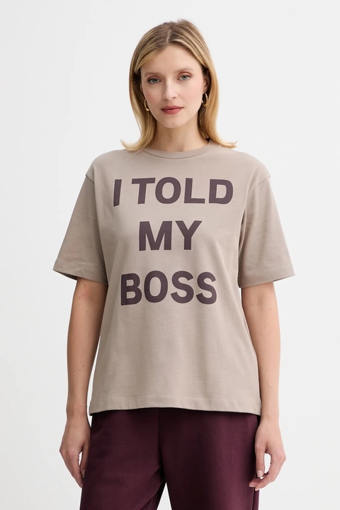 MAX&Co. t-shirt bawełniany damski kolor beżowy 2528976032200 - zdjęcie produktu nr 1