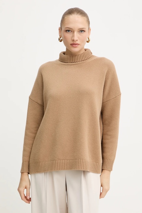 Weekend Max Mara sweter wełniany BORGIA damski kolor zielony z golfem 2525366112600 - zdjęcie produktu nr 1