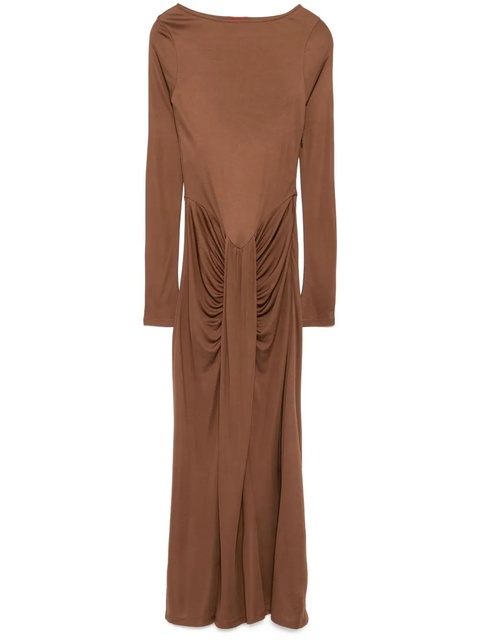 STAUD draped midi dress - Brown - zdjęcie produktu nr 1
