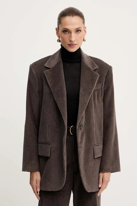 Weekend Max Mara marynarka sztruksowa FORMIA kolor brązowy jednorzędowa gładka 2525046052600 - zdjęcie produktu nr 1
