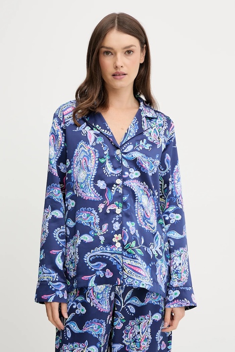 Lauren Ralph Lauren piżama damska kolor niebieski satynowa ILN92480 - zdjęcie produktu nr 2
