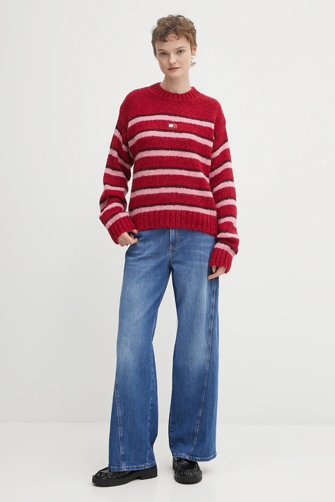 Tommy Jeans sweter z domieszką alpaki damski kolor czerwony DW0DW21679 - zdjęcie produktu nr 2
