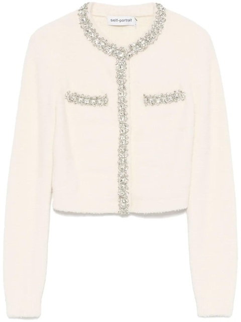 Self-Portrait crystal-embellished cardigan - Neutrals - zdjęcie produktu nr 1