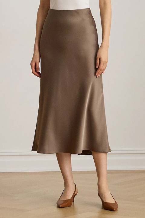 Lauren Ralph Lauren spódnica kolor brązowy midi rozkloszowana 200951232 - zdjęcie produktu nr 2