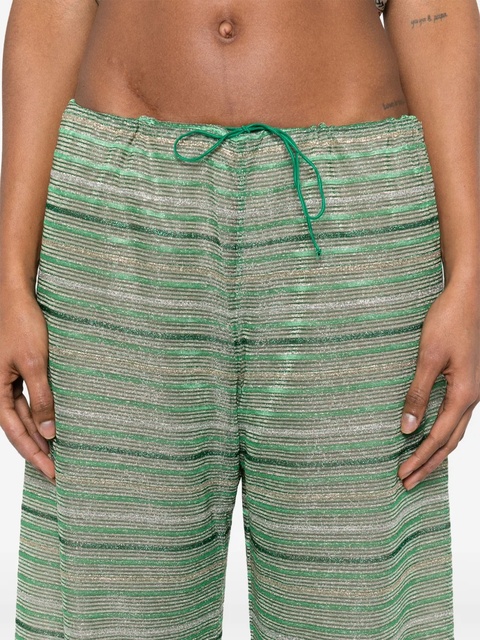 Oséree shiny stripes trousers - Green - zdjęcie produktu nr 1