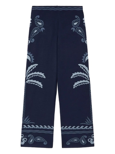 Alanui Glimpse of Eden palm-tree paisley trousers - Blue - zdjęcie produktu nr 1