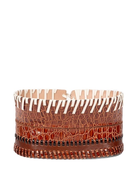 DRIES VAN NOTEN whipstitch-embellished corset belt - Brown - zdjęcie produktu nr 2