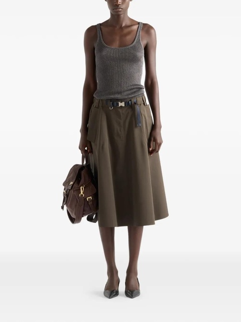 Prada logo belted midi skirt - Green - zdjęcie produktu nr 1