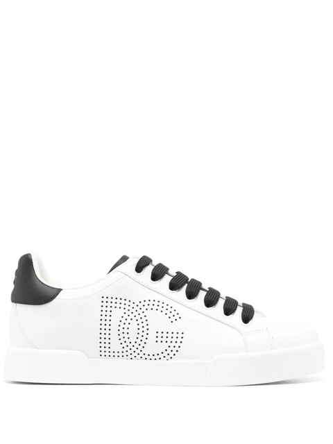Dolce & Gabbana Portofino perforated-logo leather sneakers - White - zdjęcie produktu nr 1