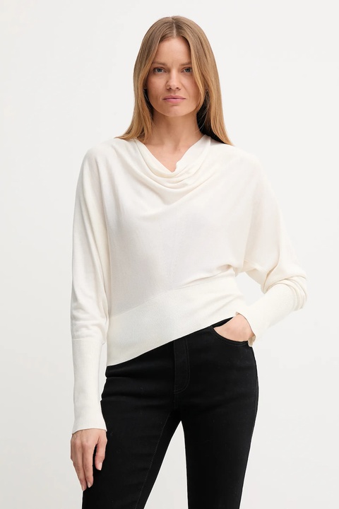 United Colors of Benetton sweter z jedwabiem damski kolor beżowy lekki 1ZRED10E8 - zdjęcie produktu nr 1