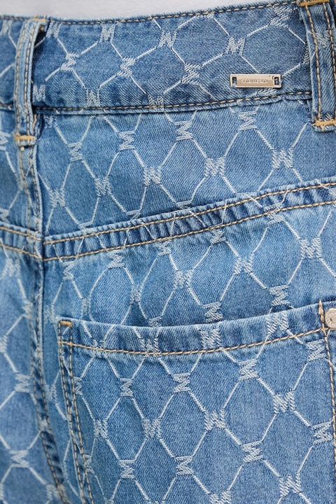 Morgan szorty jeansowe damskie kolor niebieski wzorzyste high waist SHEL - zdjęcie produktu nr 2