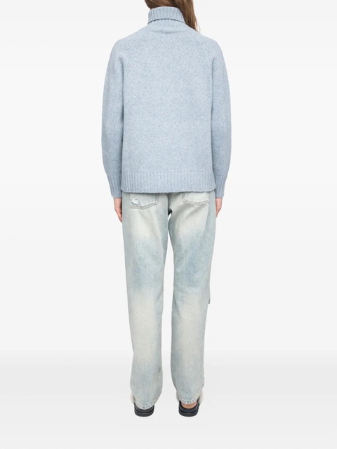 Zadig&Voltaire Mora roll-neck frayed-detail sweater - Blue - zdjęcie produktu nr 2