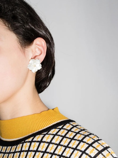 Jennifer Behr mother-of-pearl flower stud earrings - White - zdjęcie produktu nr 2
