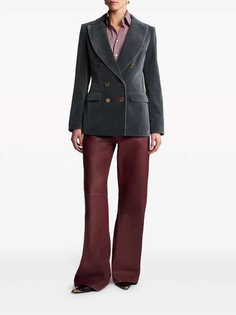 ETRO logo-engraved buttons velvet blazer - Grey - zdjęcie produktu nr 2