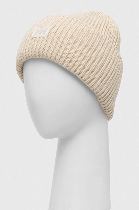 Helly Hansen czapka HH RIB BEANIE kolor beżowy z grubej dzianiny 54020 - zdjęcie produktu nr 2