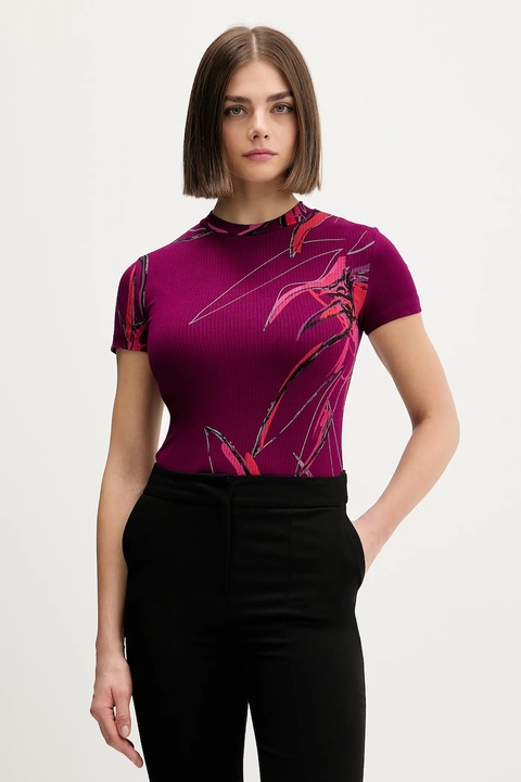 Desigual t-shirt LALA damski kolor bordowy 25WWTK16 - zdjęcie produktu nr 1