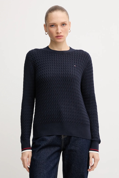 Tommy Hilfiger sweter bawełniany kolor granatowy lekki WW0WW44993 - zdjęcie produktu nr 1