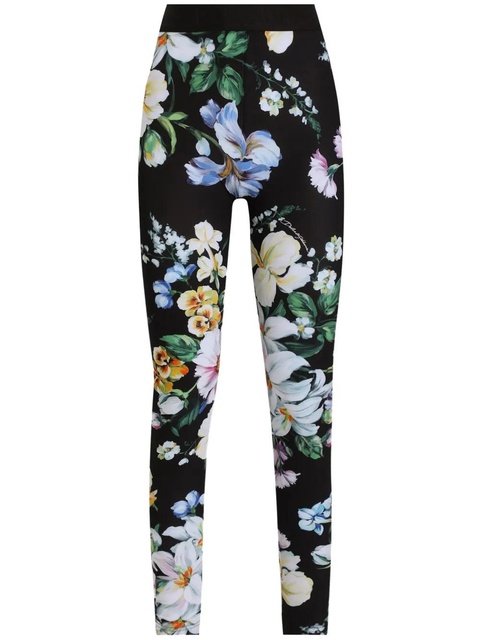 Dolce & Gabbana floral-print leggings - Black - zdjęcie produktu nr 1