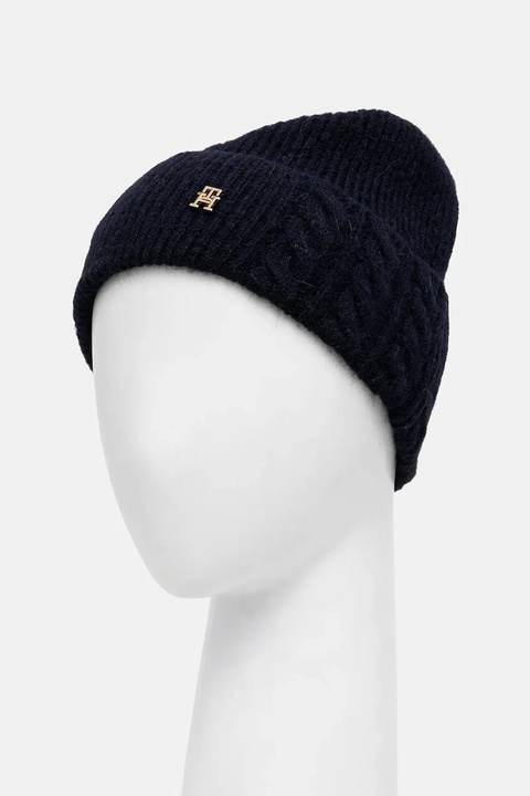 Tommy Hilfiger czapka z dodatkiem wełny kolor granatowy AW0AW17784 - zdjęcie produktu nr 2