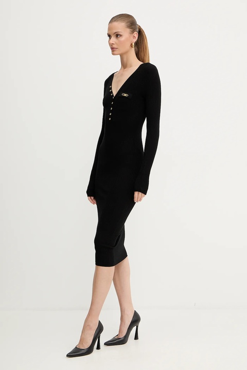 Elisabetta Franchi sukienka z dodatkiem jedwabiu kolor czarny mini dopasowana AM10B56E2 - zdjęcie produktu nr 2